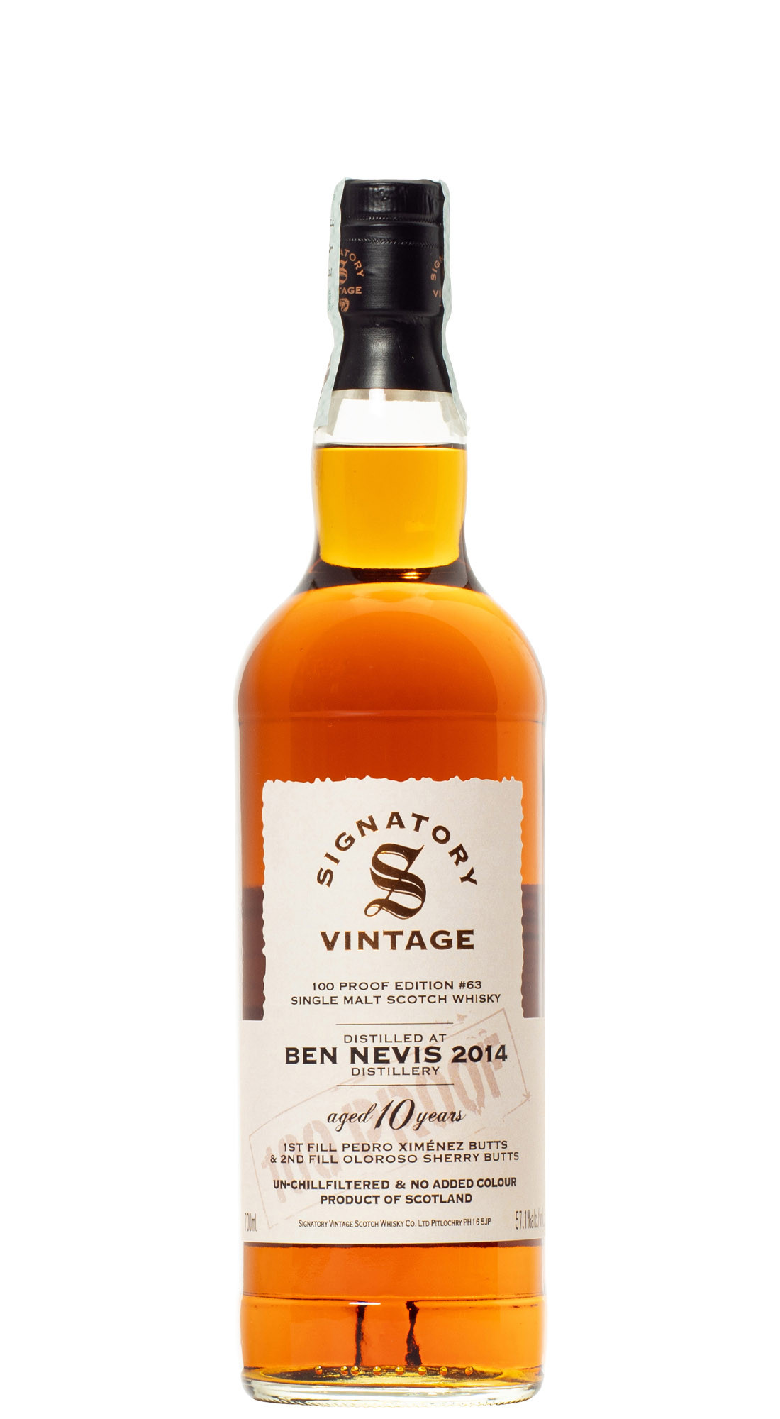 Signatory Ben Nevis 2014 10 Y.O. 100 Proof No. 63