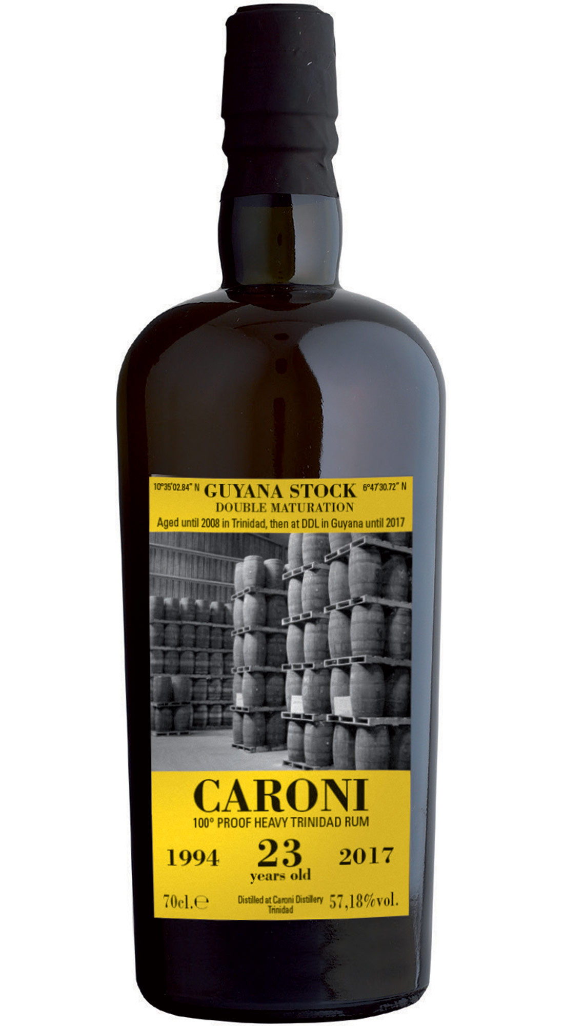 VELIER CARONI 1994 HEAVY FULL PROOF TRINIDAD RUM 23 Y.O. GUYANA STOCK