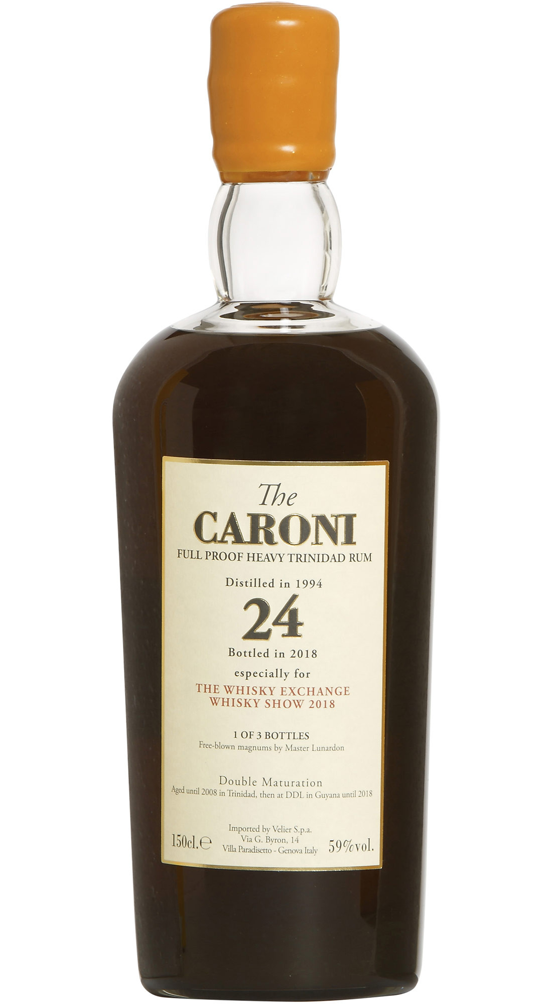 VELIER THE CARONI 1994 HEAVY FULL PROOF TRINIDAD RUM 24 Y.O. MAGNUM (WHISKY SHOW 2018) GUYANA STOCK
