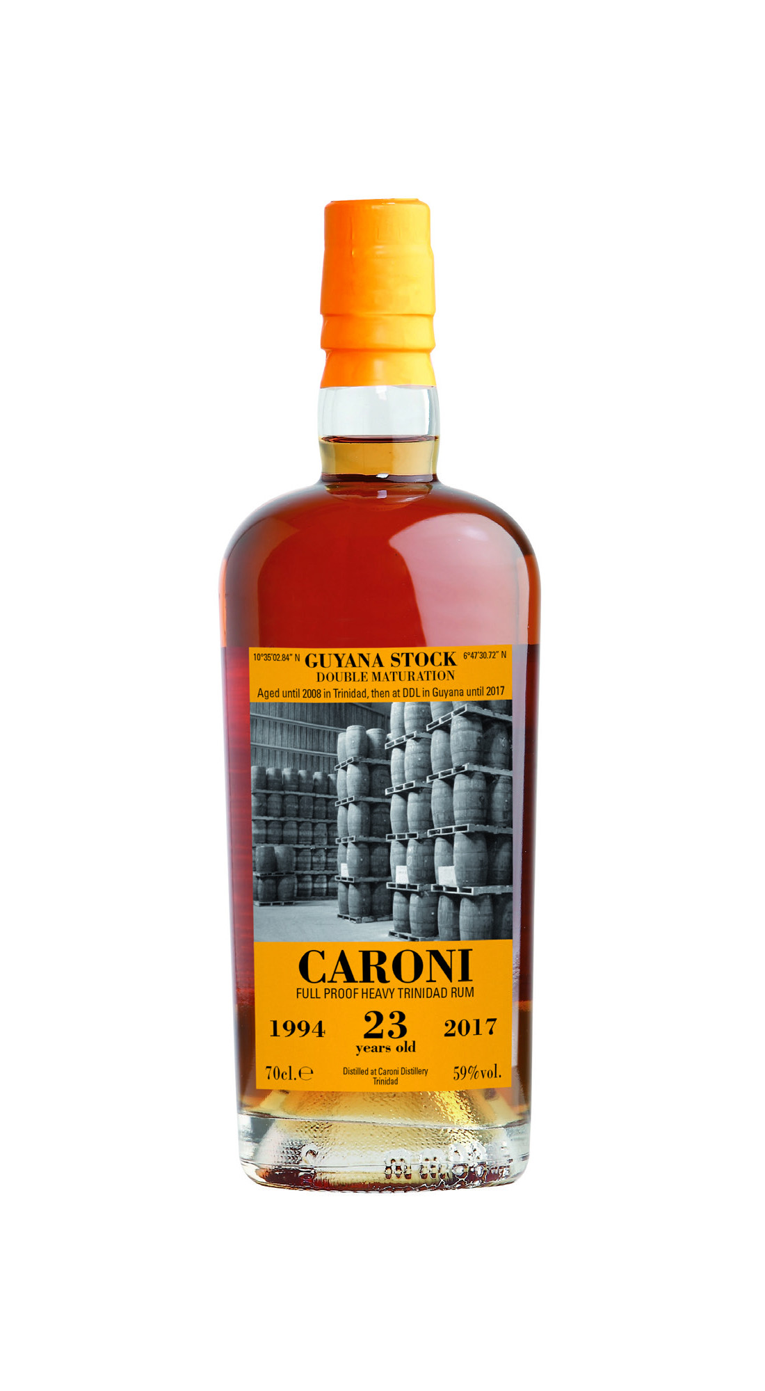 VELIER CARONI 1994 HEAVY FULL PROOF TRINIDAD RUM 23 Y.O. MAGNUM (ORANGE SEAL) GUYANA STOCK